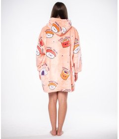 Bluza Koc Kocobluza 2w1 Oversize Kaptur Gruba Sherpa Różowa w Sushi