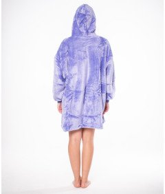 Pulover Odeja Kocobluza 2v1 Oversize XXL s Kapuco Debela Sherpa Vijolična