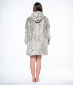 Bluza Koc Kocobluza 2w1 Oversize XXL z Kapturm Gruba Sherpa Szara