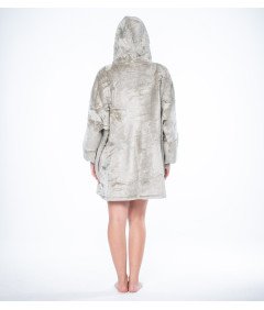 Bluza Koc Kocobluza 2w1 Oversize XXL z Kapturm Gruba Sherpa Szara