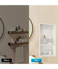 Nisza Prysznicowa Ścienna z Regałem ze Stali Nierdzewnej 30x60x10 cm Biała