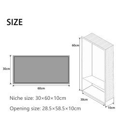 Nisza Prysznicowa Ścienna z Regałem ze Stali Nierdzewnej 30x60x10 cm Biała