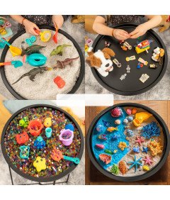 Miza s pladnjem za senzorično igro za otroke jeklo črna 46 x 50 cm