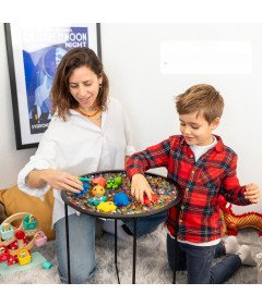 Miza s pladnjem za senzorično igro za otroke jeklo črna 46 x 50 cm