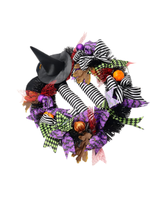 Dekoracja na Drzwi Ścianę Wieniec Zawieszka Halloween Czarnownica 60cm