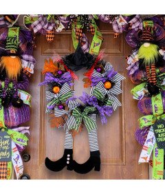 Dekoracja na Drzwi Ścianę Wieniec Zawieszka Halloween Czarnownica 60cm