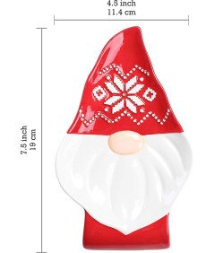 Bico Ceramiczna Podstawka Krasnal Dekoracja Świąteczna 19x11 cm Czerwony