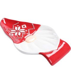 Bico Ceramiczna Podstawka Krasnal Dekoracja Świąteczna 19x11 cm Czerwony