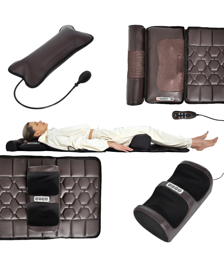 Mata Masująca Wibracyjna Do Masażu Pleców Na Fotel Materac 175x50cm Brązowa