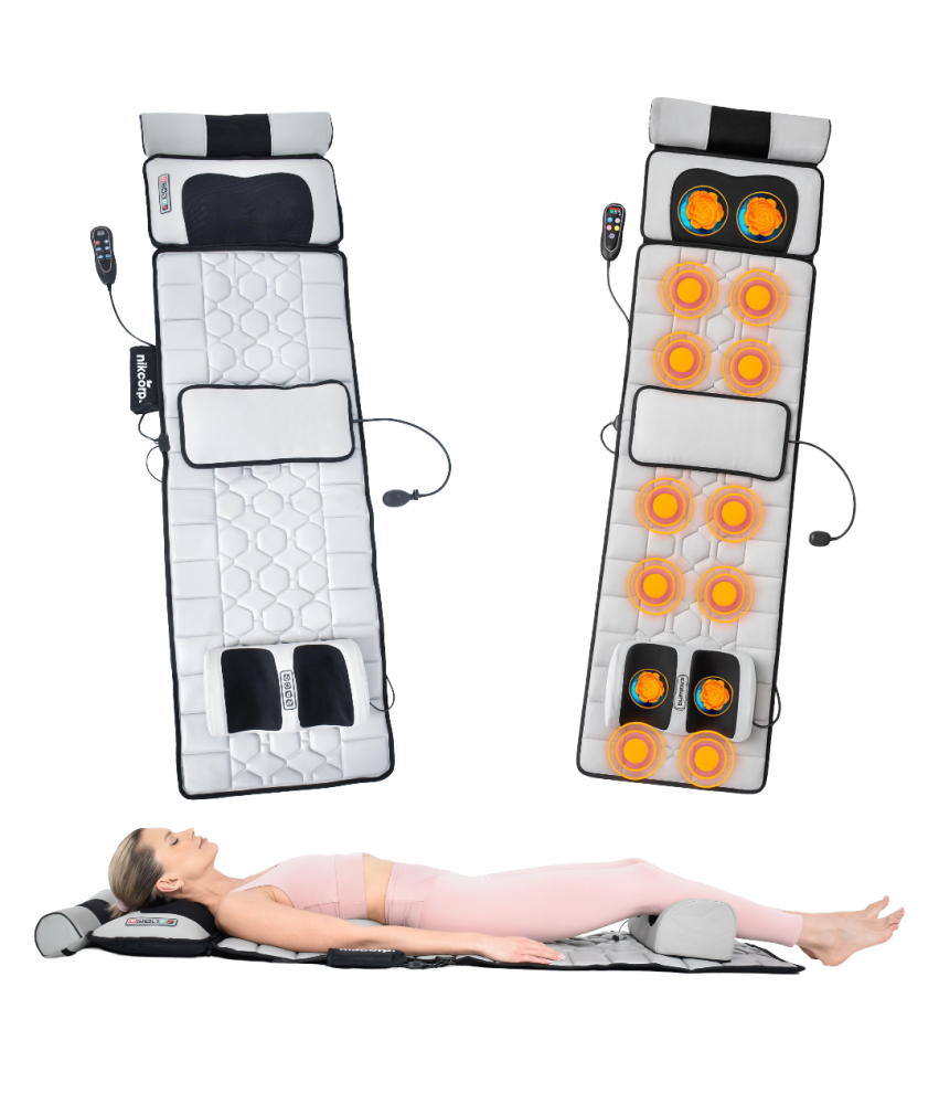 Mata Masująca Wibracyjna Do Masażu Pleców Na Fotel Materac 175x50 cm Biała