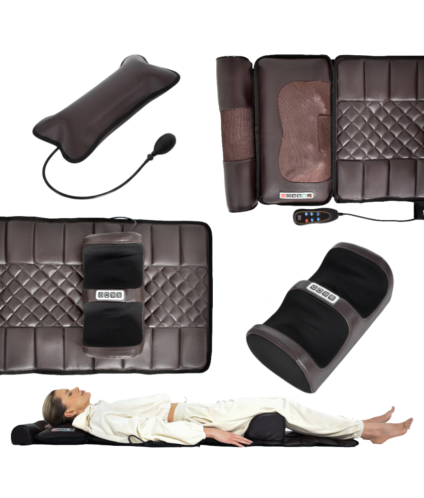 Mata Masująca Wibracyjna Do Masażu Pleców Na Fotel Materac 175x50cm Brązowa