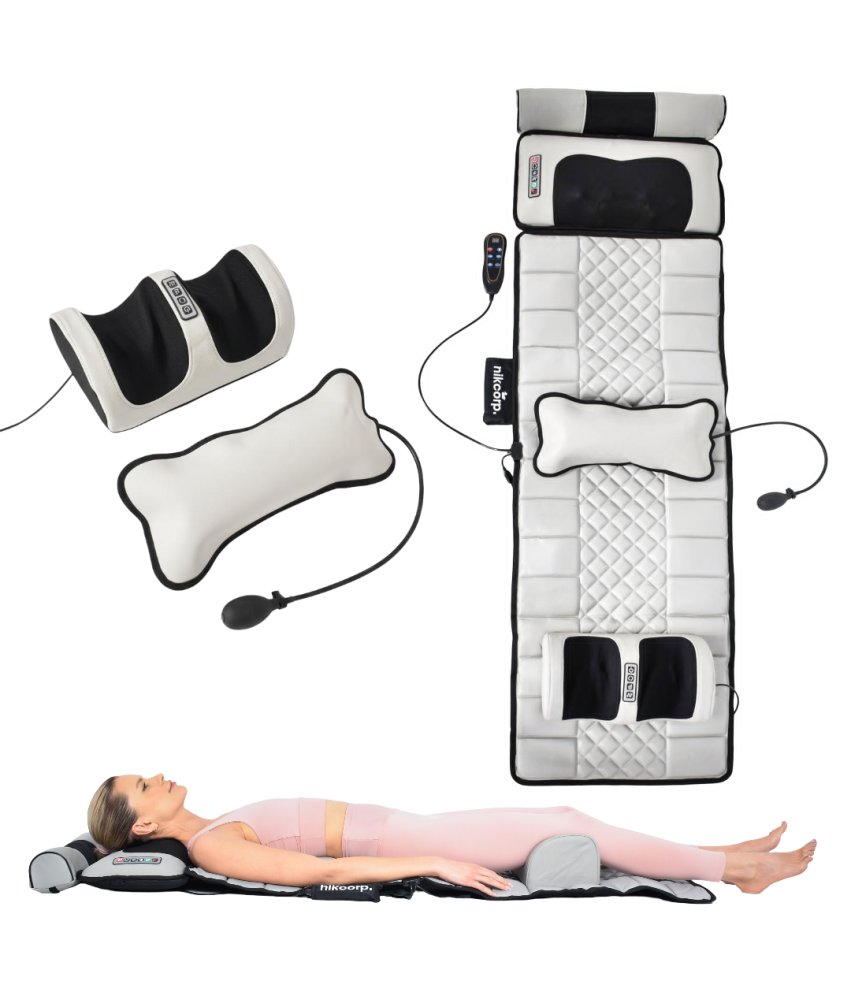 Mata Masująca Wibracyjna Do Masażu Pleców Na Fotel Materac 175x50 cm Beżowa