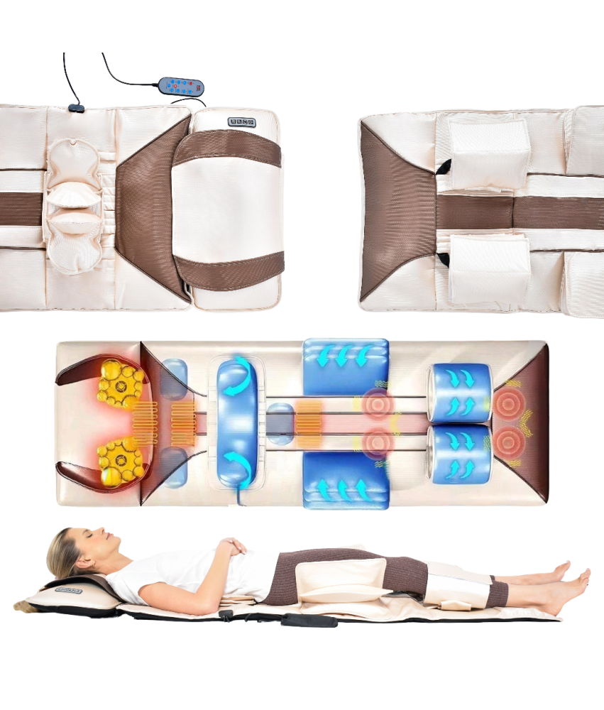 Mata Masująca Wibracyjna Do Masażu Pleców Na Fotel Materac 170x60 cm Biała