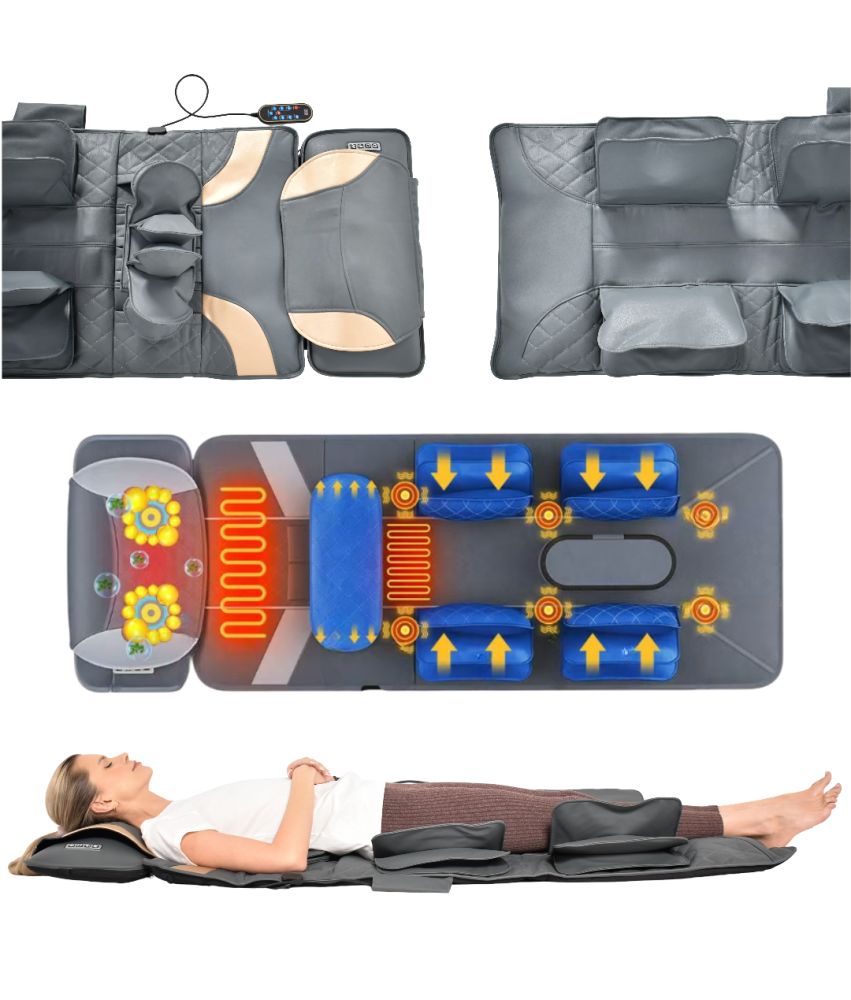 Mata Masująca Wibracyjna Do Masażu Pleców Na Fotel Materac 170x60 cm Szara