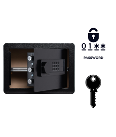Pancerny Domowy Sejf z Zamkiem Elektronicznym i Kluczem 25x35x25 cm Czarny