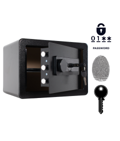 Pancerny Domowy Sejf Biometryczny Na Odcisk Palca 25x35x25 cm Czarny