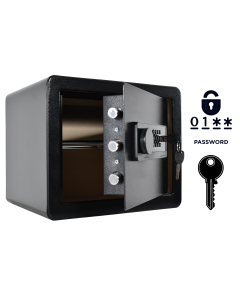 Pancerny Domowy Sejf z Zamkiem Elektronicznym i Kluczem 30x35x30 cm Czarny