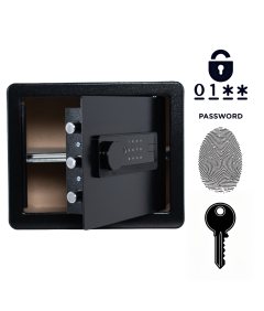 Pancerny Domowy Sejf Biometryczny Na Odcisk Palca 30x35x30 cm Czarny