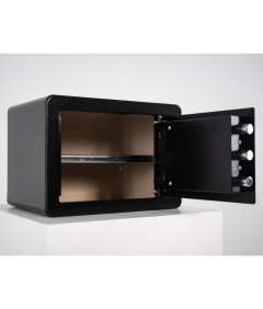 Pancerny Domowy Sejf Biometryczny Na Odcisk Palca 25x35x25 cm Czarny