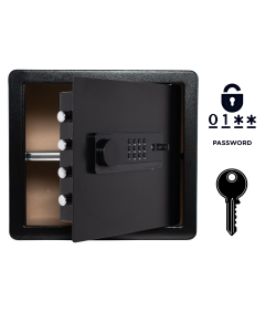 Pancerny Domowy Sejf z Zamkiem Elektronicznym i Kluczem 36x40x30 cm Czarny