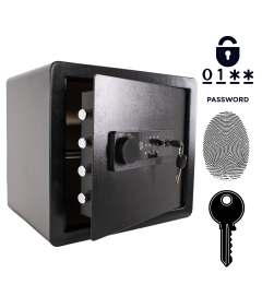 Pancerny Domowy Sejf Biometryczny Na Odcisk Palca 36x40x30 cm Czarny
