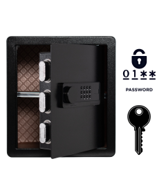 Pancerny Domowy Sejf z Zamkiem Elektronicznym i Kluczem 40x36x30 cm Czarny