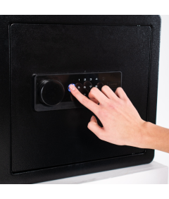 Pancerny Domowy Sejf Biometryczny Na Odcisk Palca 36x40x30 cm Czarny