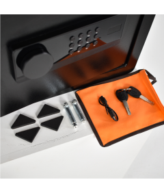 Pancerny Domowy Sejf z Zamkiem Elektronicznym i Kluczem 30x35x30 cm Czarny