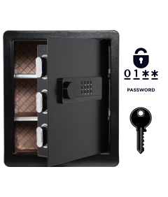 Pancerny Domowy Sejf z Zamkiem Elektronicznym i Kluczem 45x38x32 cm Czarny