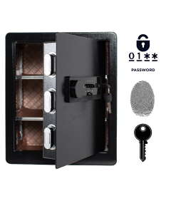 Pancerny Domowy Sejf Biometryczny Na Odcisk Palca 45x38x32 cm Czarny