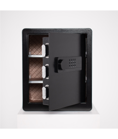 Pancerny Domowy Sejf z Zamkiem Elektronicznym i Kluczem 45x38x32 cm Czarny