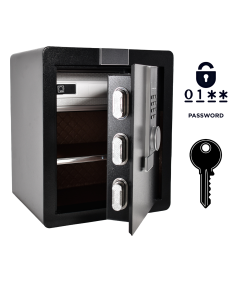 Pancerny Domowy Sejf z Zamkiem Elektronicznym i Kluczem 45x38x32 cm Czarny