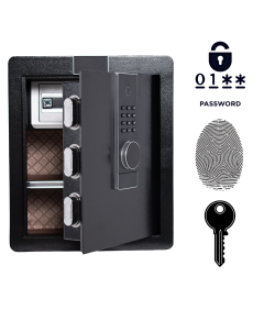 Pancerny Domowy Sejf Biometryczny Na Odcisk Palca 45x38x32 cm Czarny
