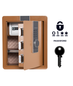 Pancerny Domowy Sejf z Zamkiem Elektronicznym i Kluczem 45x38x32 cm Brązowy