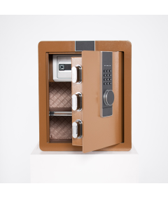 Pancerny Domowy Sejf z Zamkiem Elektronicznym i Kluczem 45x38x32 cm Brązowy