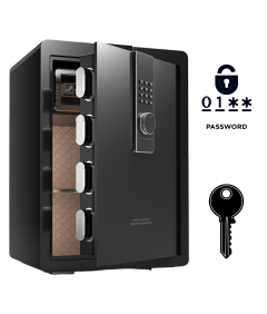Pancerny Domowy Sejf z Zamkiem Elektronicznym i Kluczem 60x38x33 cm Czarny