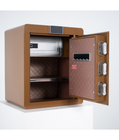 Pancerny Domowy Sejf z Zamkiem Elektronicznym i Kluczem 45x38x32 cm Brązowy