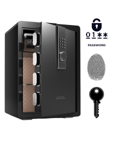 Pancerny Domowy Sejf Biometryczny Na Odcisk Palca 60x38x33 cm Czarny