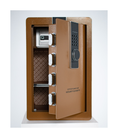Pancerny Domowy Sejf z Zamkiem Elektronicznym i Kluczem 60x38x33 cm Brązowy