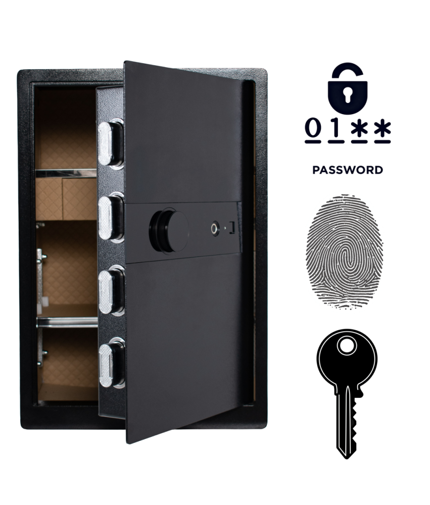 Pancerny Domowy Sejf Biometryczny Na Odcisk Palca Z Szufladą 58x40x33 cm