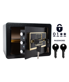 Pancerny Domowy Sejf z Zamkiem Elektronicznym i Kluczem 25x35x25 cm Czarny