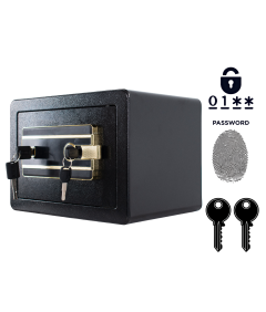 Pancerny Domowy Sejf Biometryczny Na Odcisk Palca 25x35x25 cm Czarny