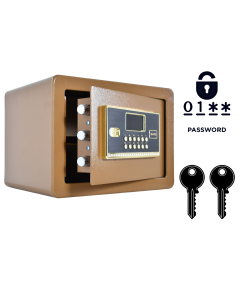 Pancerny Domowy Sejf z Zamkiem Elektronicznym i Kluczem 25x35x25 cm Brązowy
