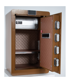 Pancerny Domowy Sejf z Zamkiem Elektronicznym i Kluczem 60x38x33 cm Brązowy