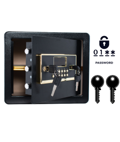 Pancerny Domowy Sejf z Zamkiem Elektronicznym i Kluczem 30x36x30 cm Czarny