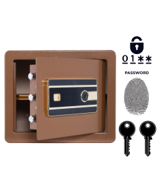 Pancerny Domowy Sejf Biometryczny Na Odcisk Palca 30x36x30 cm Brązowy