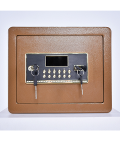 Pancerny Domowy Sejf z Zamkiem Elektronicznym i Kluczem 30x36x30 cm Brązowy