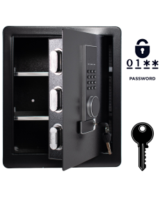 Pancerny Domowy Sejf z Zamkiem Elektronicznym i Kluczem 45x38x30 cm Czarny