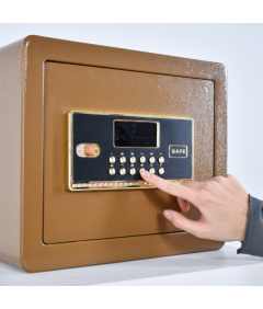 Pancerny Domowy Sejf z Zamkiem Elektronicznym i Kluczem 30x36x30 cm Brązowy