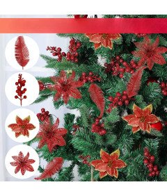 Ozdoby Choinkowe Dekoracje Świąteczne Czerwone na Boże Narodzenie 22 Sztuki